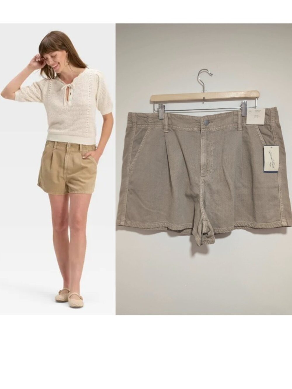 Universal Thread | Women’s High-Rise Pleated Jean Shorts In Khaki